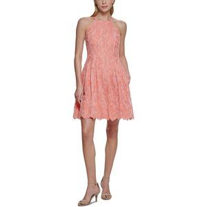 Vince Camuto Womens Orange Lace Mini Party Halter Dress Petites NWT